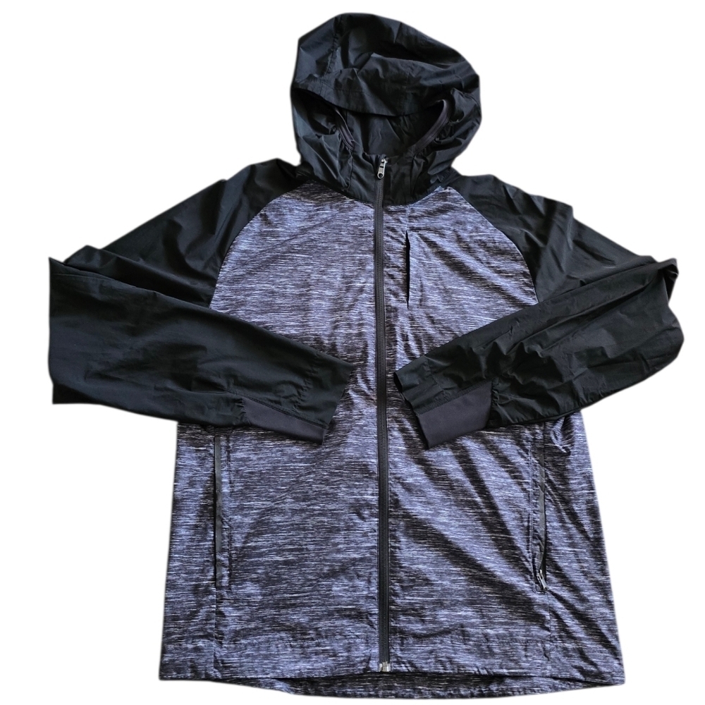 Lululemon Athletica Full Zip Black Gray Windbreaker Jacket Lightweight Men's L